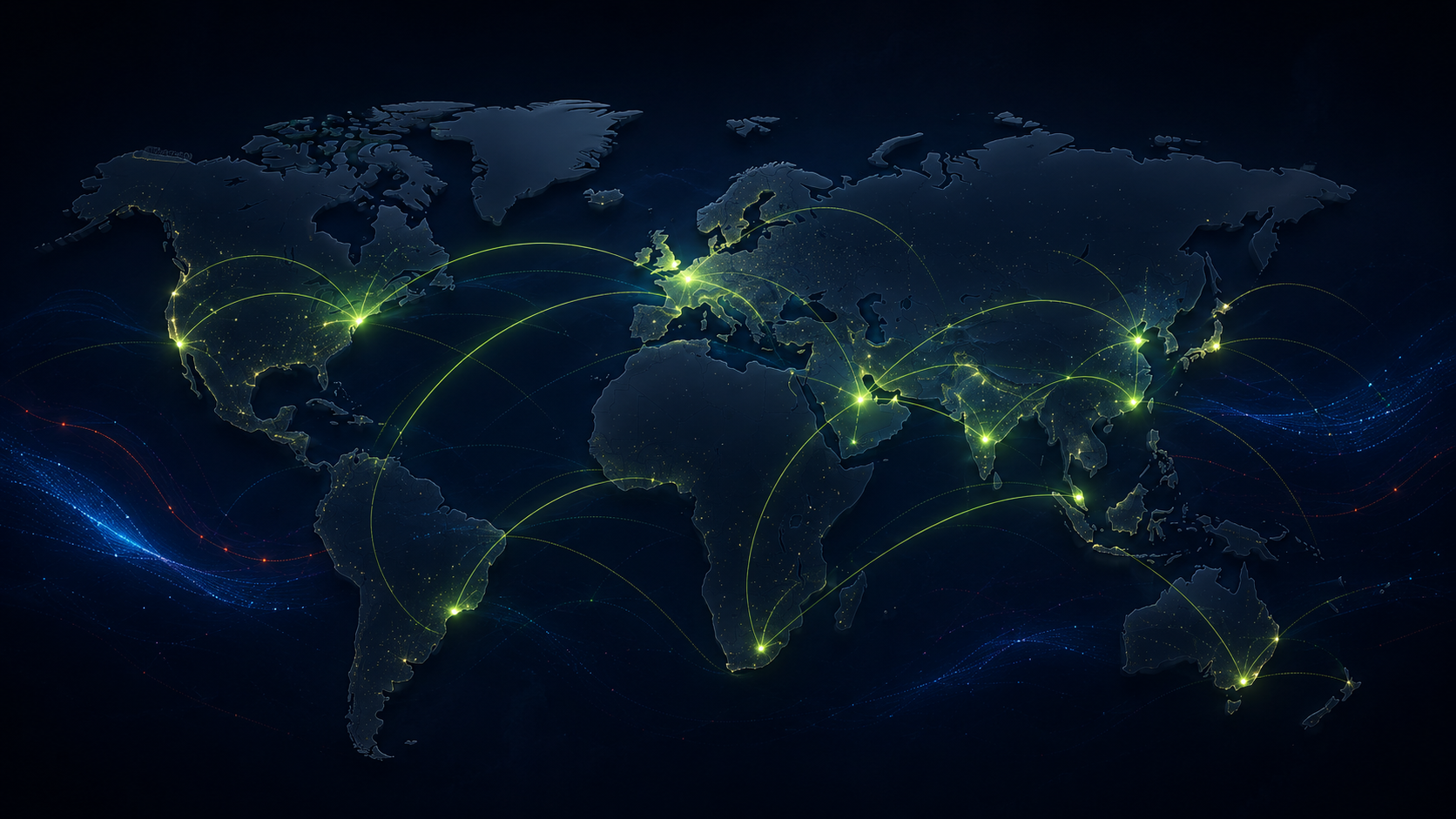 Stylised world map showing global frozen food trade reach